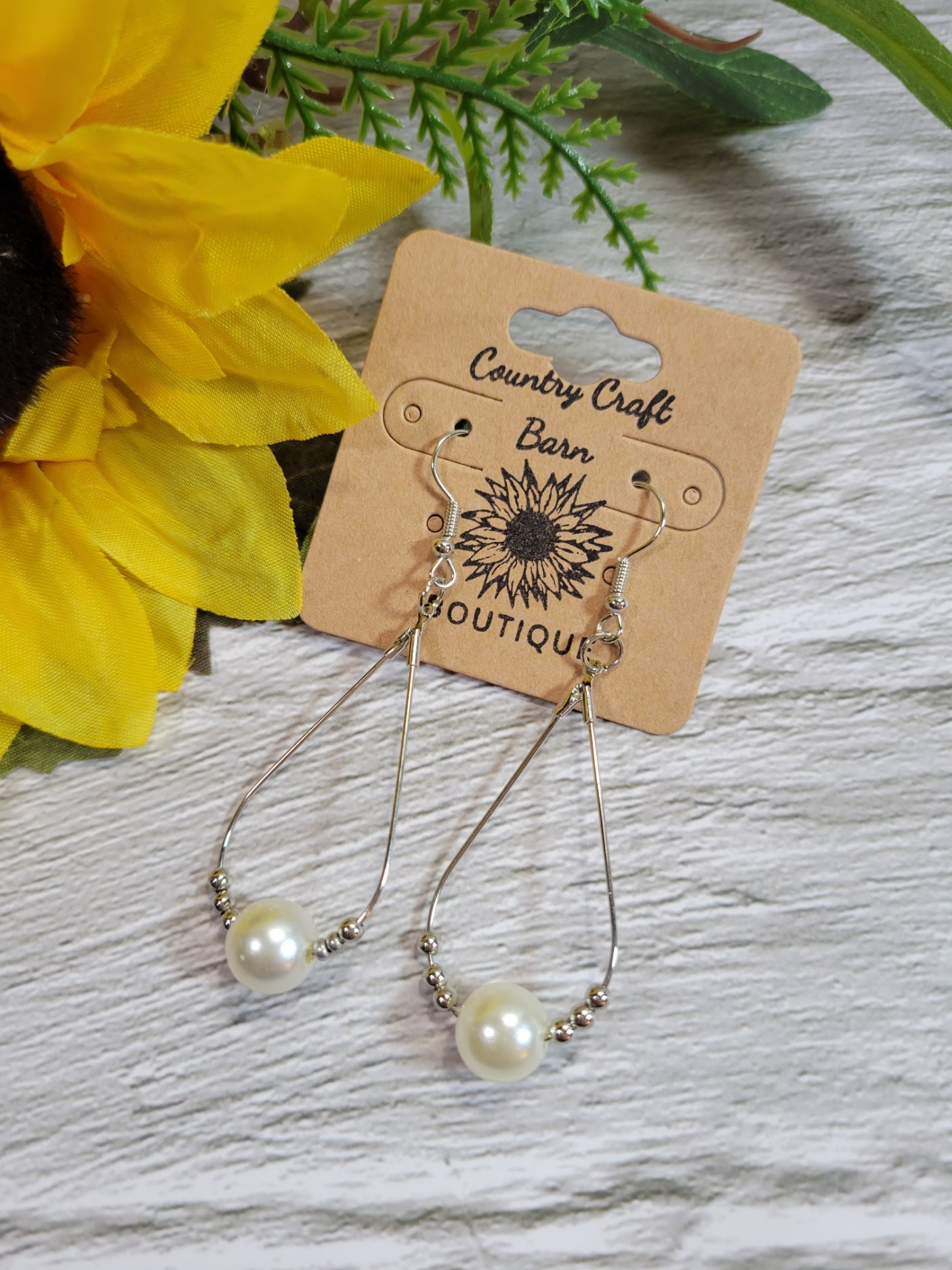 Knit One, Pearl Two - White Country Craft Barn Earrings (#038)