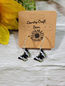 Dangling Butterfly Hoops - Black Country Craft Barn Earrings