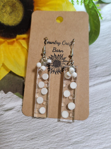 Polka Dot Fancy - White Country Craft Barn Earrings (#048)