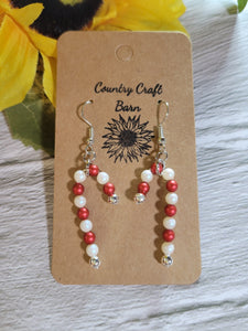 Candy Cane Lane - Red/White Country Craft Barn Earrings (#064)
