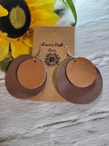 Leather in the Round - Brown Country Craft Barn Earrings (#062)