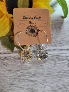 Sunflower Sweetness - Silver Country Craft Barn Earrings (#066)