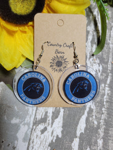 Carolina Panthers - Round Country Craft Barn Earrings (#065)