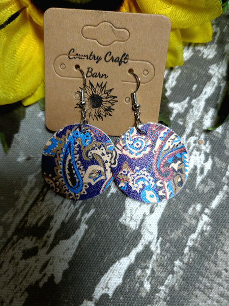 Paisley Power - Brown/Blue Country Craft Barn Earrings (#061)