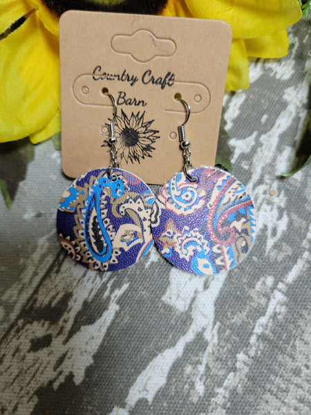 Paisley Power - Brown/Blue Country Craft Barn Earrings (#061)