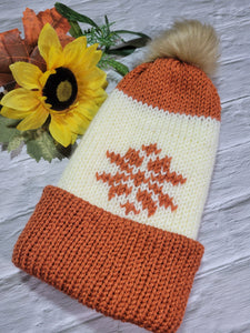 Caramel Snowflake-  Knit Country Craft Barn Knit Hat (#2001)