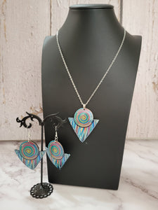 Boho Angles - Blue Country Craft Barn Necklace/Earrings Set (#1802)