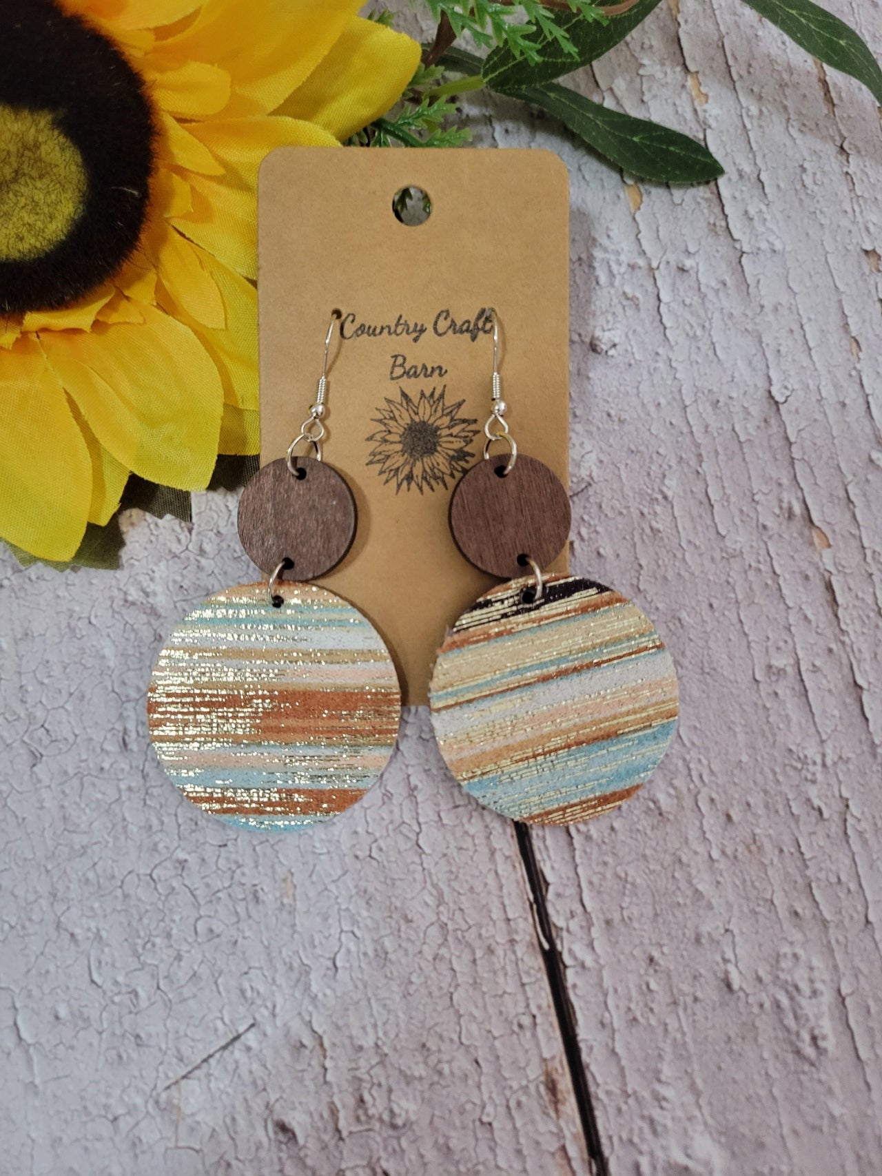Draw the Line - Blue Country Craft Barn Earrings (#051)