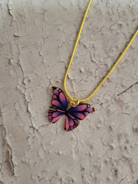 Pink Butterfly Beauty - Pink Country Craft Barn Necklace (#523)