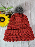 Lace Reversible- Burgundy/Brown Heathered Country Craft Barn Knit Hat (KH-2006)