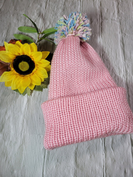 Braid Reversible- Pink Country Craft Barn Knit Hat (#2007)