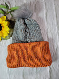 Braid Reversible- Gray/Rust Country Craft Barn Knit Hat (KH-2008)