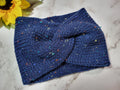 Cross Knit Headband/Ear Warmer - Navy Tweed Country Craft Barn (HB-918)