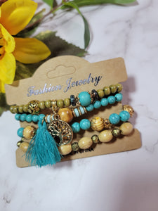 Bohemian Tree Of Life Peace Tree - Blue Country Craft Barn Bracelet (#314)