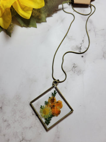 Field of Flowers - Orange/Brass - Country Craft Barn Necklace (#531)