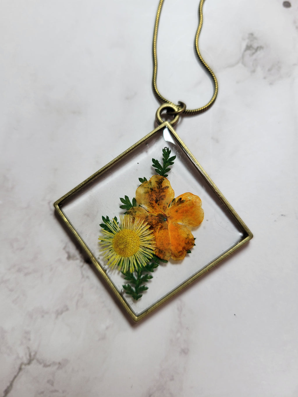 Field of Flowers - Orange/Brass - Country Craft Barn Necklace (#531)