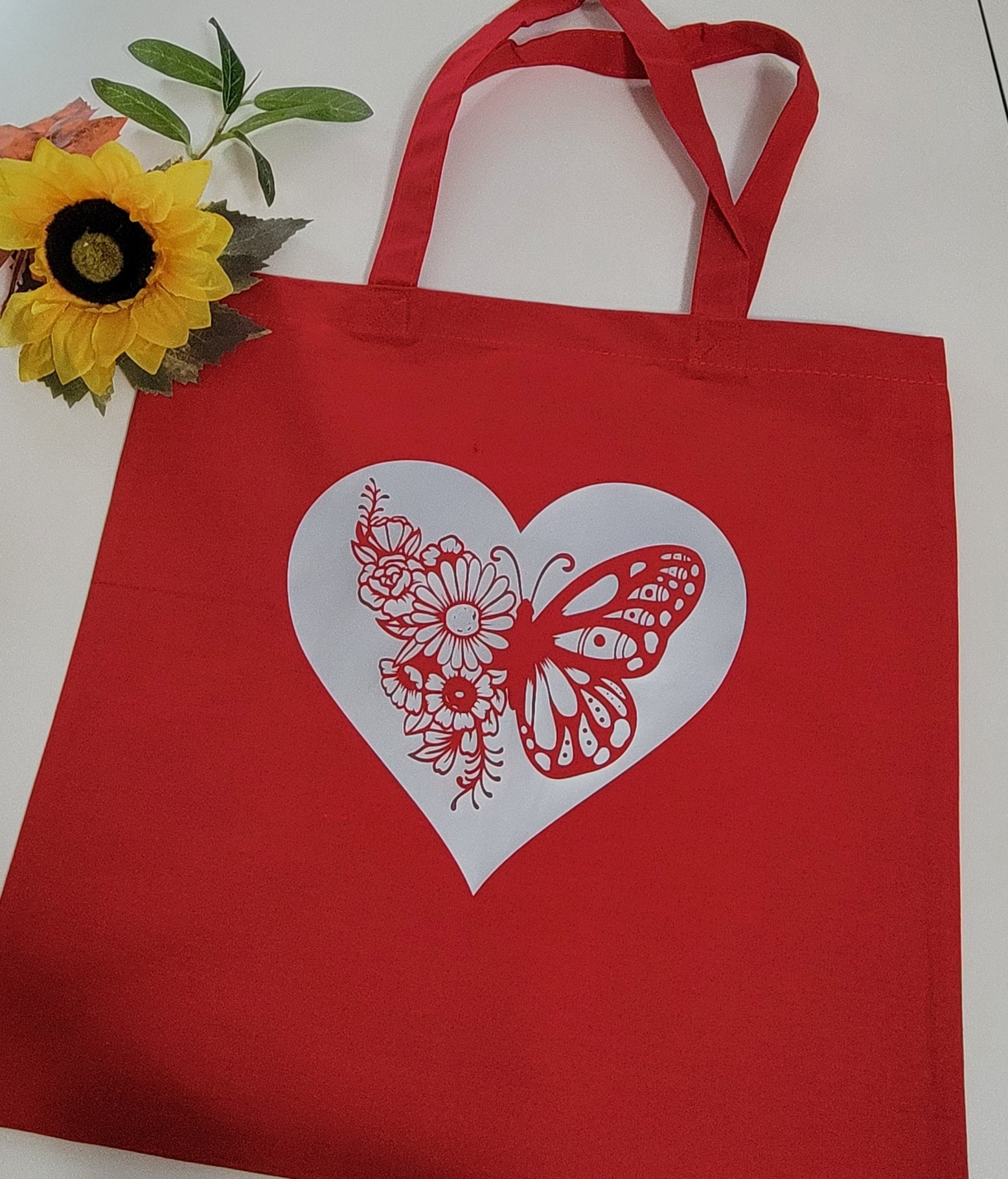 Butterfly Heart - Red Country Craft Barn Tote Bag (#1306)