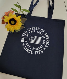 USA - Home of the Free - Blue Country Craft Barn Tote Bag (#1303)