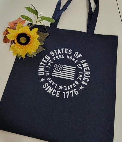 USA - Home of the Free - Blue Country Craft Barn Tote Bag (#1303)