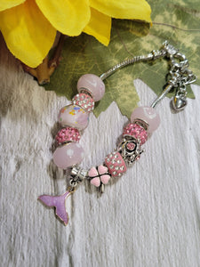 Big Bead Lampwork - Pink Country Craft Barn Bracelet (#323)