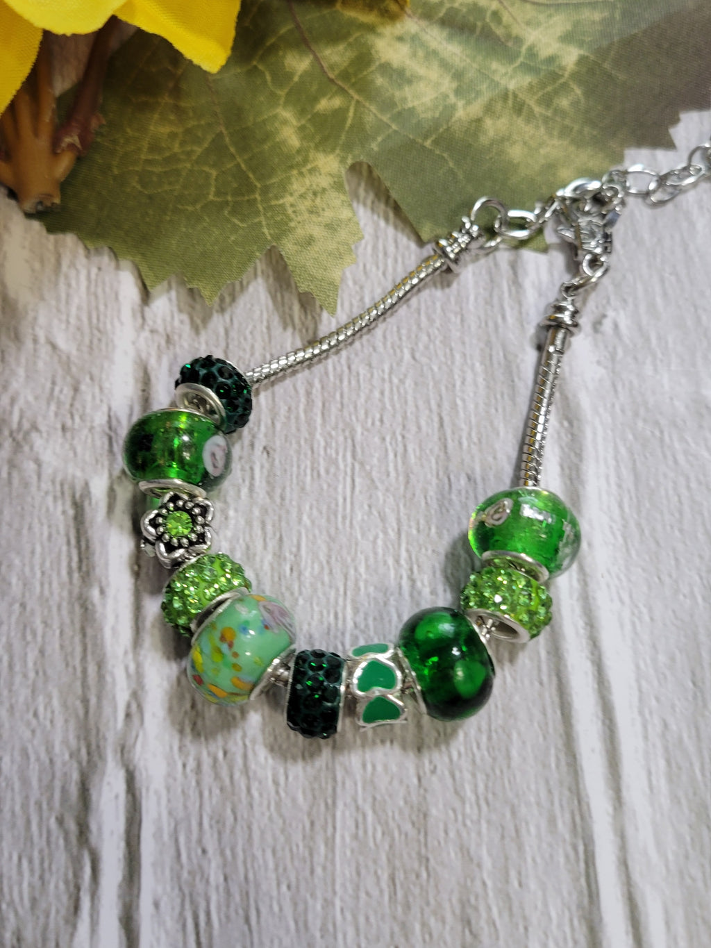 Big Bead Lampwork - Green Country Craft Barn Bracelet (#317)