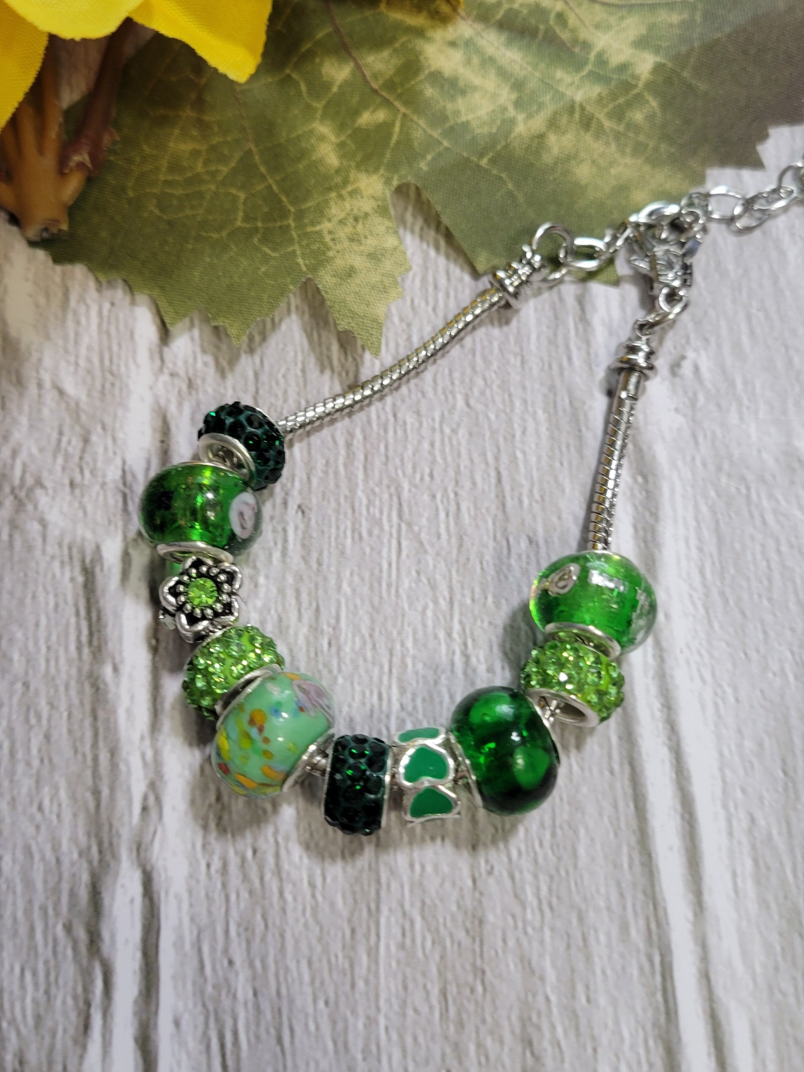 Big Bead Lampwork - Green Country Craft Barn Bracelet (#317)
