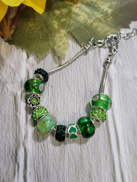 Big Bead Lampwork - Green Country Craft Barn Bracelet (#317)