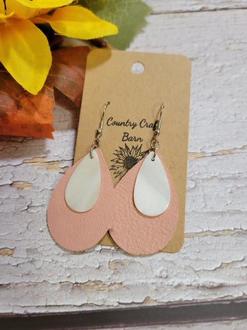 Two Toned Teardrop - Pink Country Craft Barn Earrings (#052)