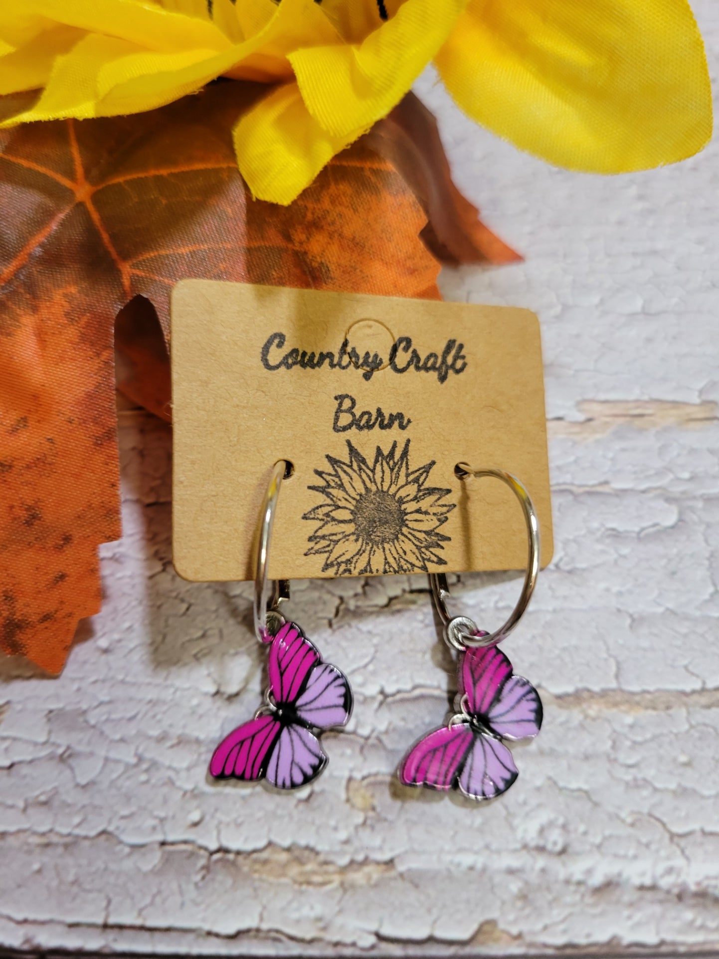 Dangling Butterfly - Purple Country Craft Barn Earrings (#084)