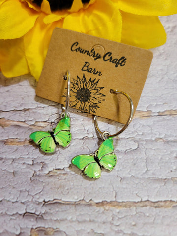 Dangling Butterfly - Green Country Craft Barn Earrings (#083)
