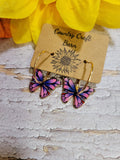 Dangling Butterfly - Blue/Pink Country Craft Barn Earrings