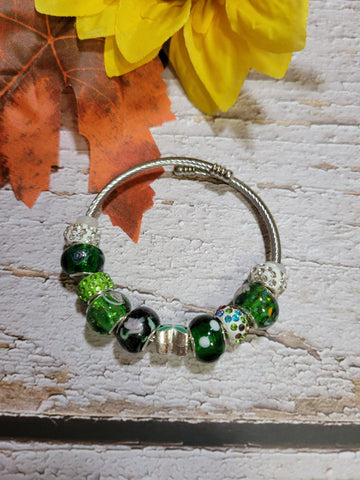 Big Bead Lampwork - Green Country Craft Barn Coil Bracelet (#333)