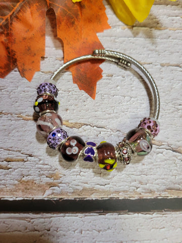 Big Bead Lampwork - Purple Country Craft Barn Coil Bracelet (#334)