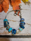 Big Bead Lampwork - Blue/Teal Country Craft Barn Bracelet (#332)