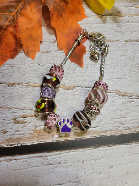 Big Bead Lampwork - Purple Country Craft Barn Bracelet (#325)