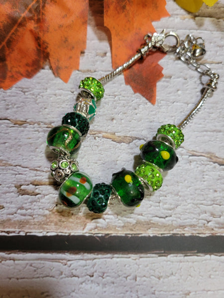 Big Bead Lampwork - Green Country Craft Barn Bracelet (#317)