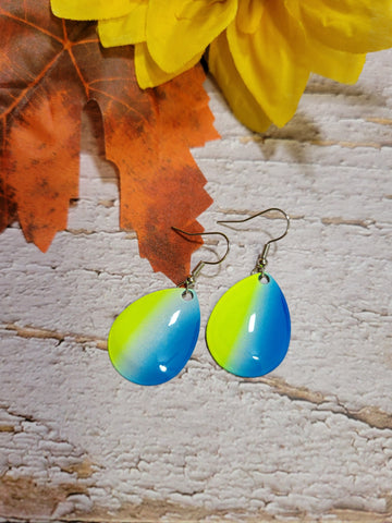 Lured In - Blue/Yellow Country Craft Barn Earrings (#080)