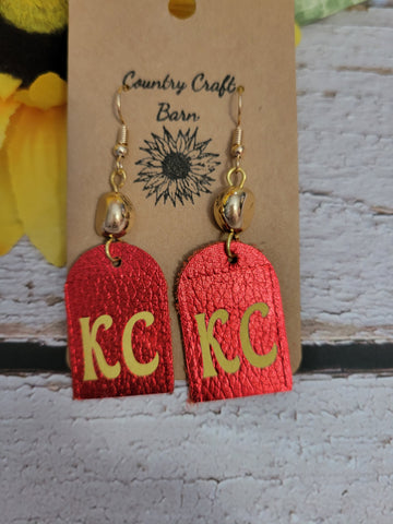 KC Chiefs Red - Country Craft Barn Earrings (#089)