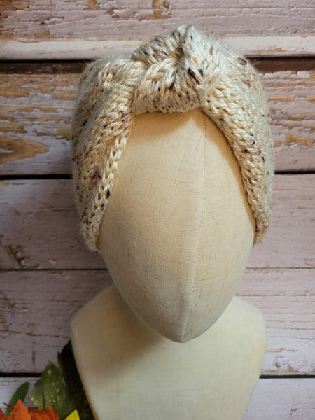 Front Knot Headband/Ear Warmer - Cream Tweed Country Craft Barn  (#920)