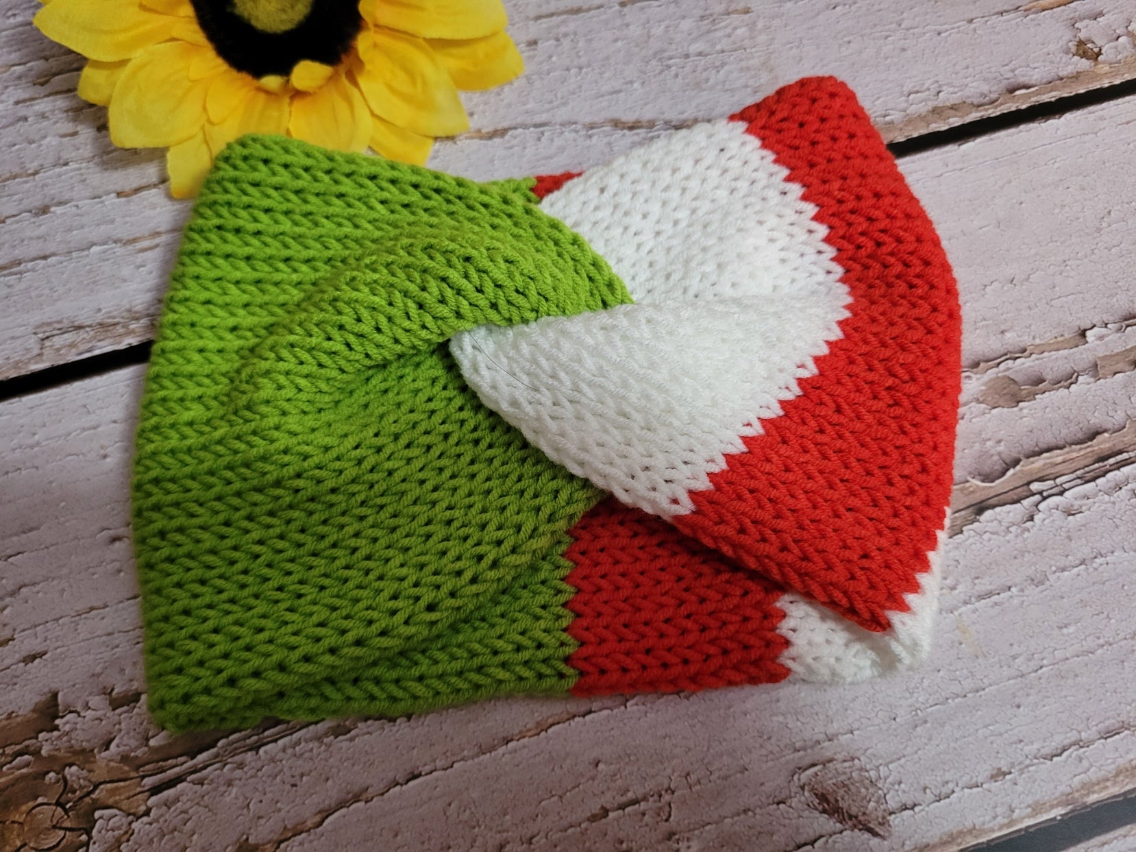 Cross Knit Headband/Ear Warmer - Grinch Striped Country Craft Barn (#921)