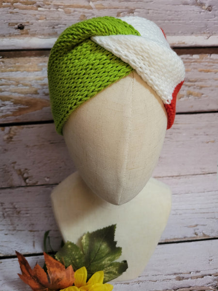 Cross Knit Headband/Ear Warmer - Grinch Striped Country Craft Barn (#921)