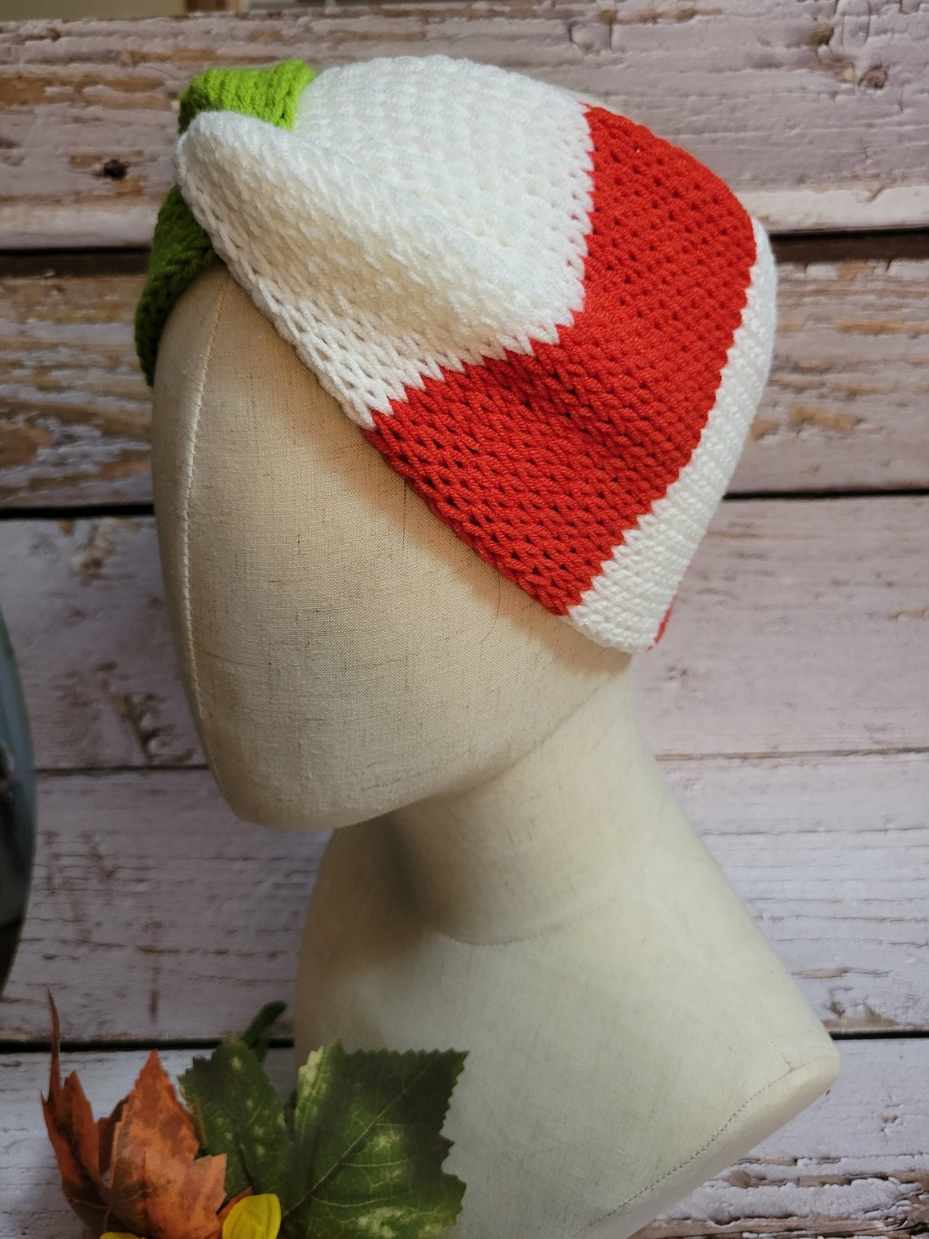 Cross Knit Headband/Ear Warmer - Grinch Striped Country Craft Barn (#921)