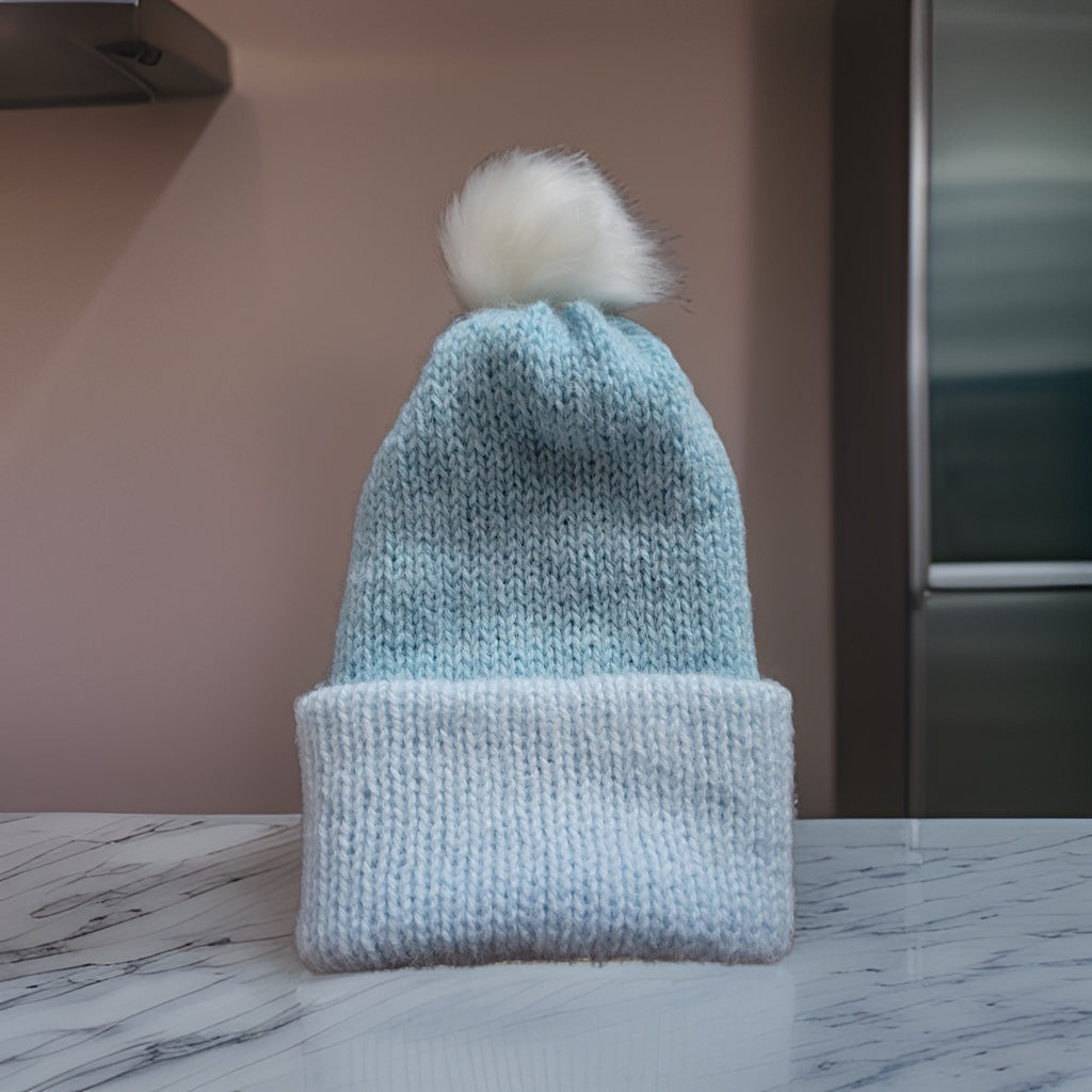 Reversible Country Craft Barn Knit Hat - Ice Blue (KH-2011)