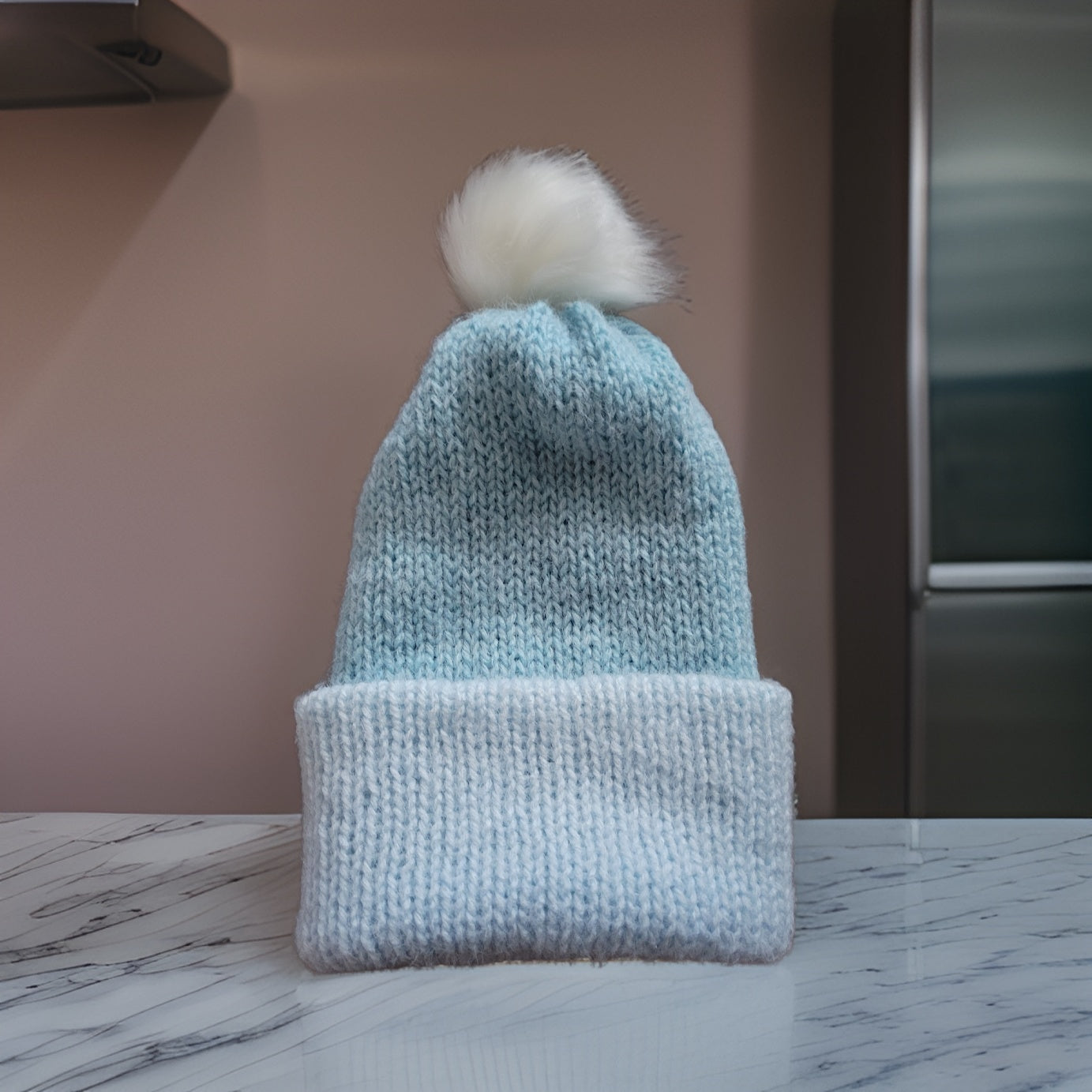 Reversible Country Craft Barn Knit Hat - Ice Blue (KH-2011)