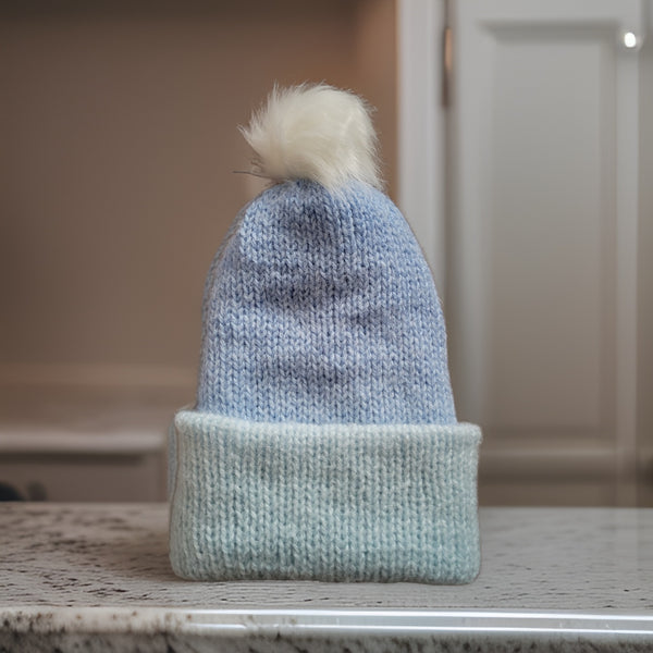 Reversible Country Craft Barn Knit Hat - Ice Blue (#2011)