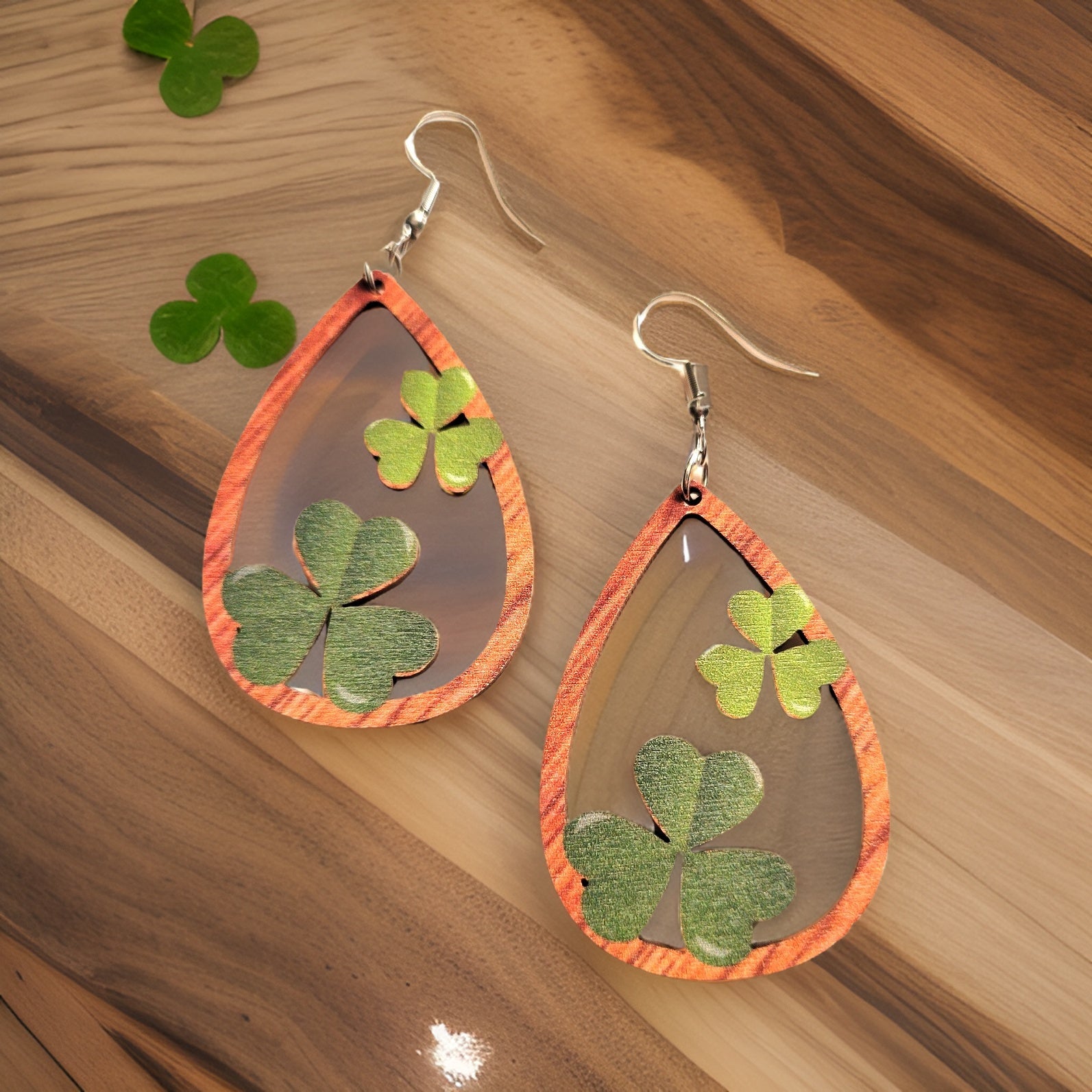 Irish Eyes - Green Country Craft Barn Wooden Earrings (E-103)