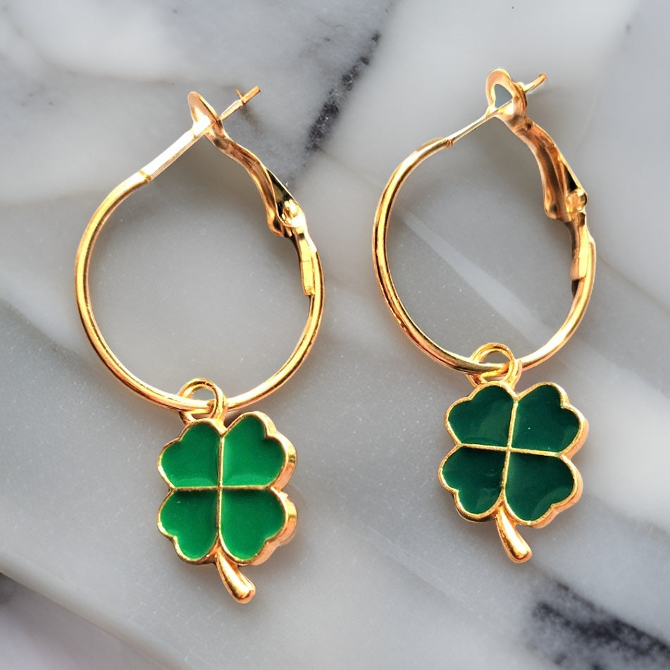 Irish Fest - Dark Green Country Craft Barn Hoop Earrings (#102)
