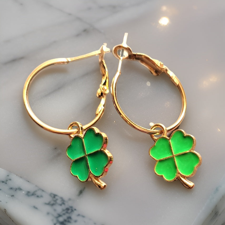 Irish Fest - Light Green Country Craft Barn Hoop Earrings (#100)