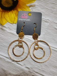 Mechanical Mecca-Gold Earring-Paparazzi Accessories