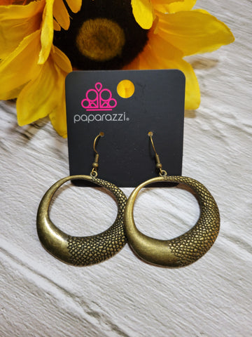 Downtown- Jungle Brass Earrings - Paparazzi Accessories (PZ-5700)